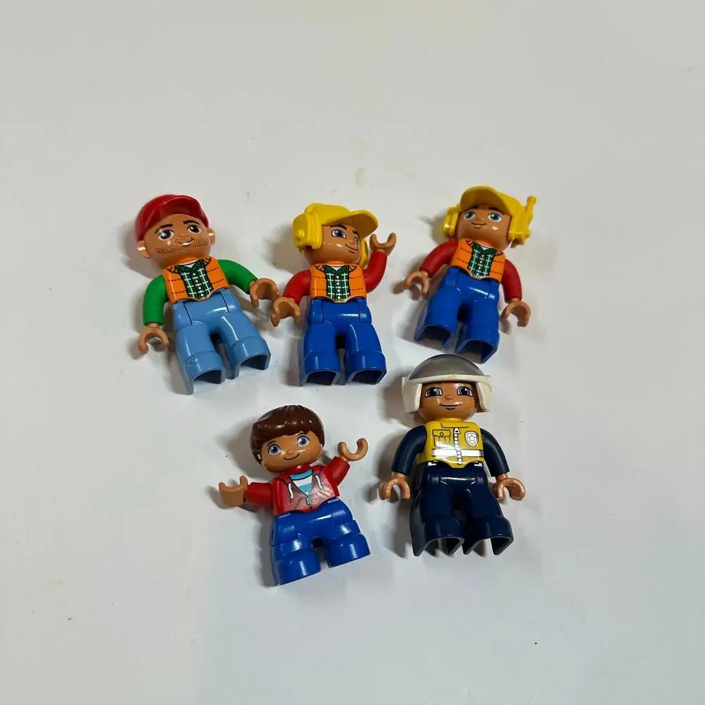 Lot of 5 Duplo Mini Figures People Men Workers Boy Helmet - Picture 6 of 6